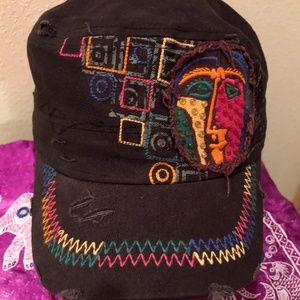 Bling Distressed Cadet Cap Hat Picasso Face